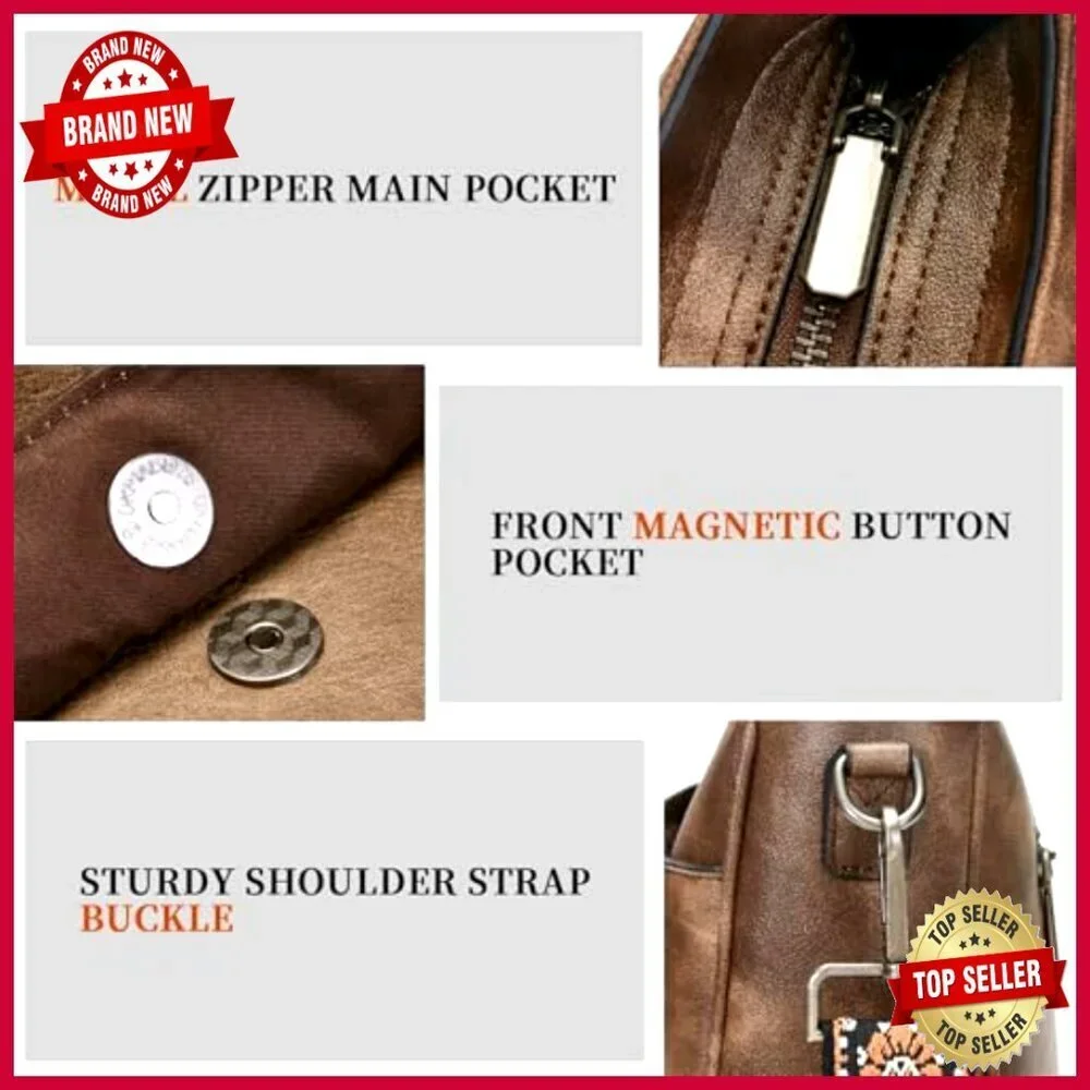 Vegan Leather Crossbody Bag Set with Adjustable Straps, Large Capacity